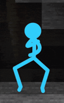 a blue stick figure is standing on a gray surface