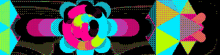 a colorful background with a circle in the middle of it