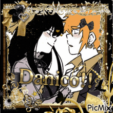 a picture of a boy and a girl with danico written on the bottom