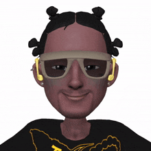 a cartoon of a man wearing sunglasses and headphones with the word ye above him