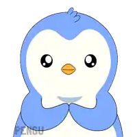 a penguin is holding a green coin with the letter t in it