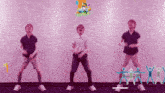 a group of people are dancing in front of a wall that says " perfect "