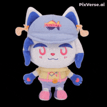 a stuffed animal with a blue hat that says paradise
