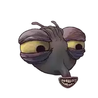 a cartoon drawing of a monster with a long tongue and big eyes