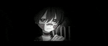 a black and white drawing of a boy with a bandaged face .