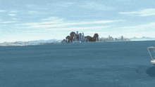 a computer generated image of a city being destroyed by a large explosion