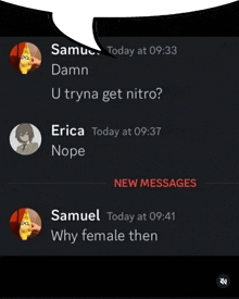 a screenshot of a conversation with samuel and erica