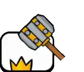 a cartoon drawing of a hammer with a crown on it