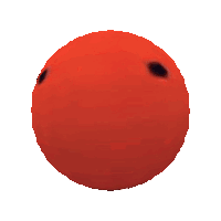 a red ball with a black hole in the middle
