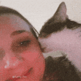 a close up of a woman 's face with a cat 's nose on it and the caption funny fixx
