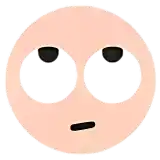 a cartoon smiley face with two eyes and a slight smirk on its face .