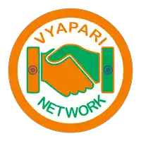 a logo for vyapari network shows a handshake between two people