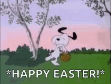 Snoopy Happy Easter GIF - Snoopy Happy Easter Easter Basket GIFs
