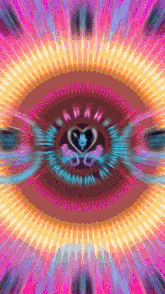 a colorful psychedelic background with a heart in the middle