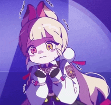 a cartoon drawing of a girl with a pink bow on her head