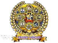 a logo for trust voices shows a lion and a wreath of laurel