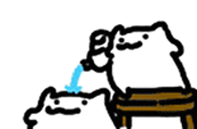 a cartoon cat is holding a flower in its paw while sitting on a table .