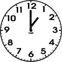a black and white clock on a white background shows that it is almost 5:00 .
