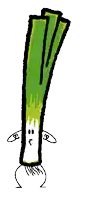 a drawing of a green onion with a face
