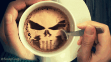 Punisher Coffee GIF - Punisher Coffee Stir GIFs