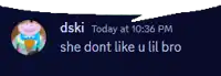 a screenshot of a message from dski today at 10:36 pm