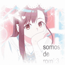 a drawing of a girl with the words somos de romi : 3 below it