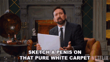 Sketch A Penis On The Pure White Carpet Nicolas Cage GIF