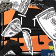 a picture of a stack of money with the words good morning on it