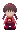 a pixel art of a girl with pigtails wearing a red shirt .
