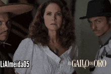 a poster for the movie el gallo de oro shows a woman and two men