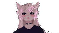a cartoon girl with cat ears is blowing a kiss .