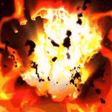 a painting of an explosion with a lot of fire