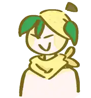 a drawing of a person with a lemon on their head and a scarf around their neck