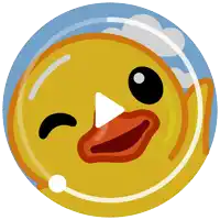 an illustration of a duck with a play button in its beak