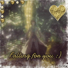 a picture of a woman with the words falling for you on it