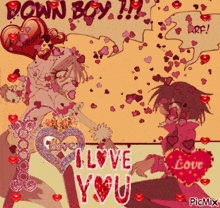 a picture of a boy and a girl with the words i love you