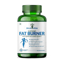 a green bottle of fat burner by dr.ayoveda