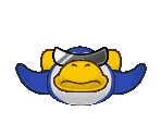a pixel art of a penguin wearing sunglasses and a helmet .