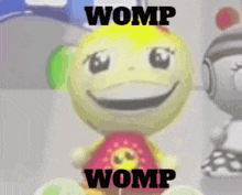 a yellow smiley face with the words womp on it