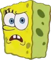 a cartoon drawing of spongebob squarepants with a surprised look on his face