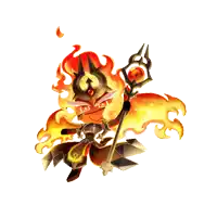 a cartoon character with fire coming out of his head is holding a wand