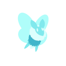 a blue silhouette of a rabbit with a crown on its head