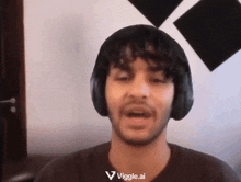 a man wearing headphones with a viggle.ai logo on the bottom