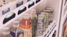 a vending machine filled with bottles and cans including one that says ice tea
