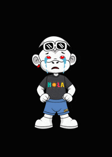 a cartoon character wearing a shirt that says hola