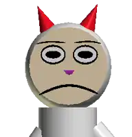 a computer generated image of a devil with red horns