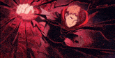 a cartoon character with a red light coming out of his hands