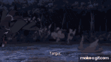 a cartoon character is holding a gun with a make a gif.com link below it