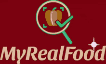 my real food logo check mark magnifying glass sparkle