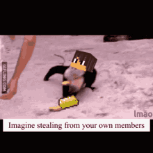 Imagine Stealing From Your Own Members Monkey GIF - Imagine Stealing From Your Own Members Monkey Minecraft Servers GIFs
